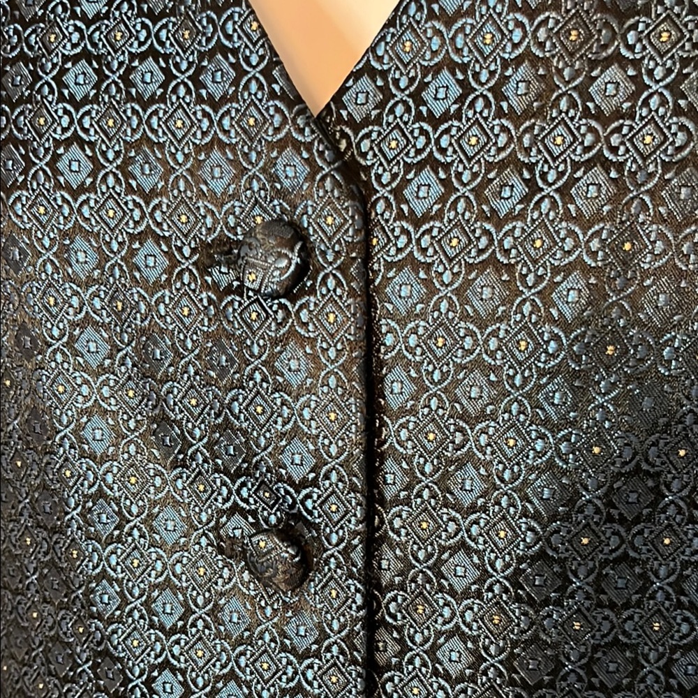 Vintage Career Essentials Blue Patterned Vest - B… - image 2